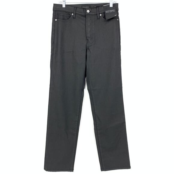 Banana Republic Women's Size 28 High Rise Straight Leg Ankle Jeans Black Coated - Picture 1 of 7